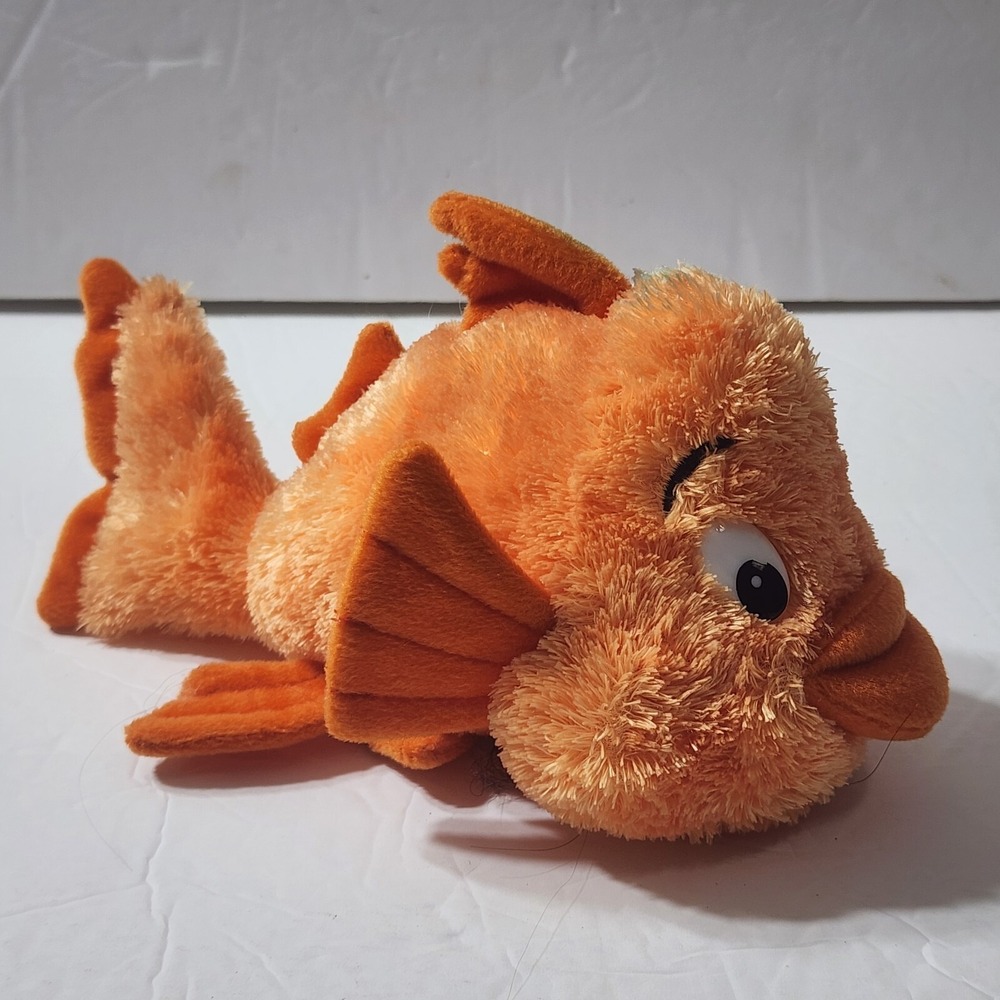 Aurora Plush Goldfish Bean Bag Fish 8" Orange Stuffed Animal Plastic Eyes